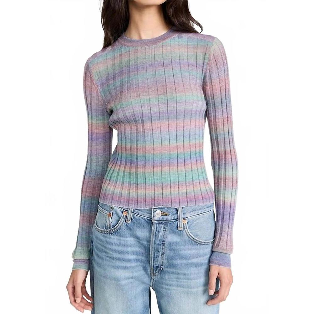 NEW RE/DONE poor boy rib slim pullover in spirulina combo